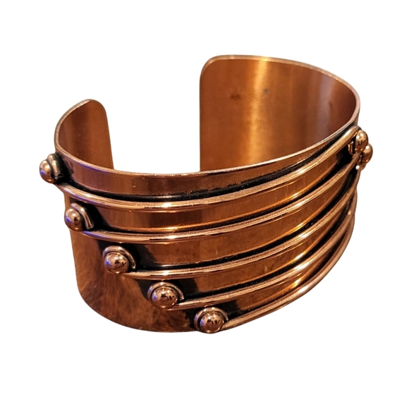 renoir Jewelry - Vintage Copper Modernist Streamline Mid-Century Cuff Bracelet Signed Renoir